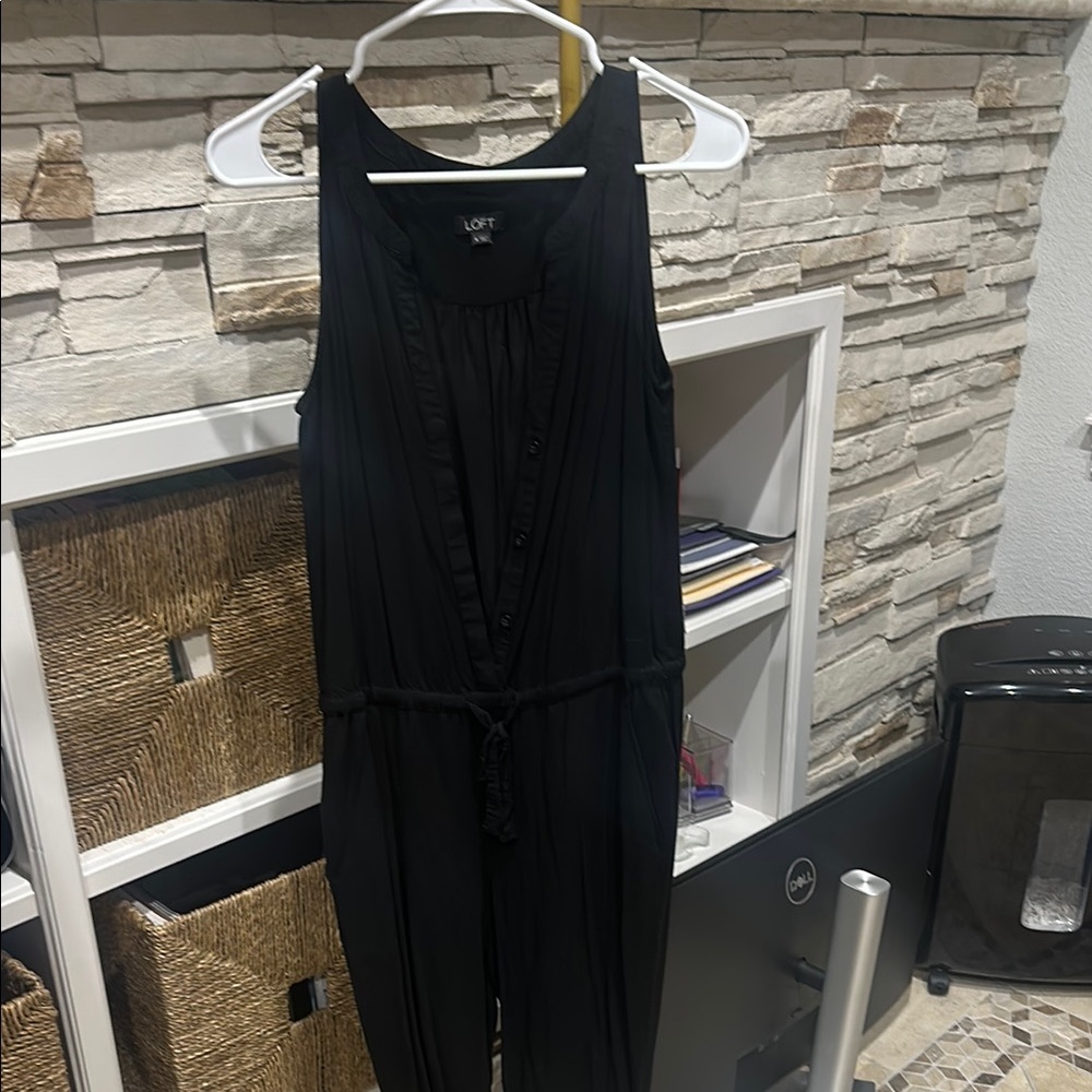 LOFT Elegant Black Button-Front Jumpsuit
